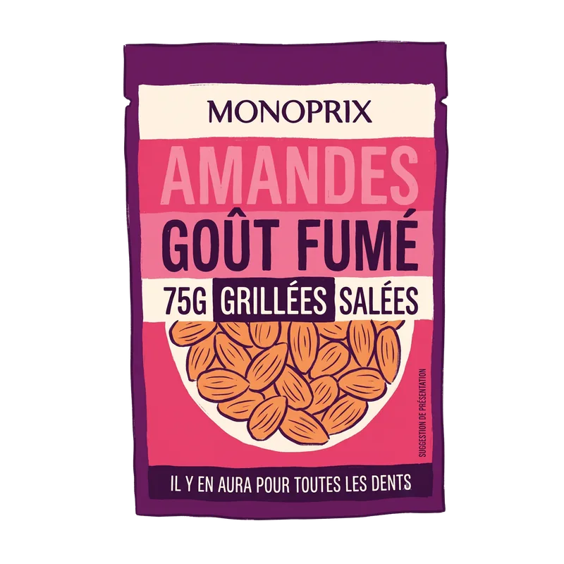 Pražené a solené mandle uzené Monoprix, 75 g