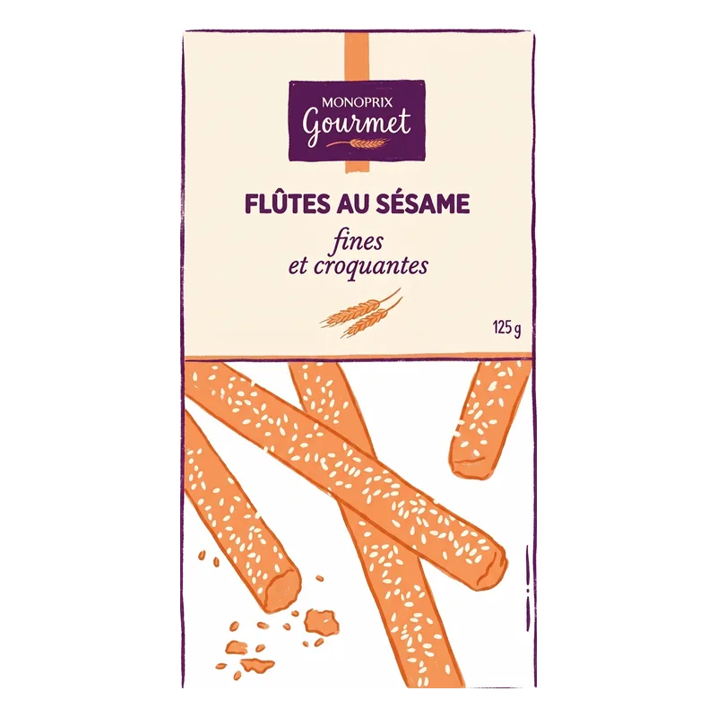 Křupavé sezamové tyčinky Monoprix Gourmet, 125 g